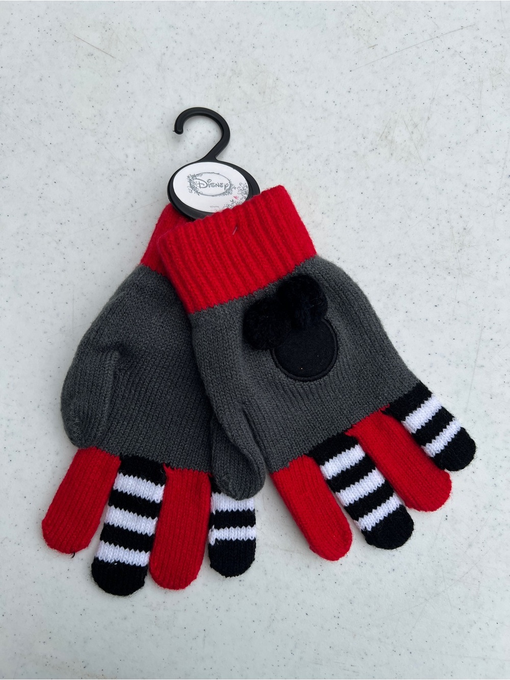 Disney Gray, Red & Black Mickey Knit Mittens for Kids